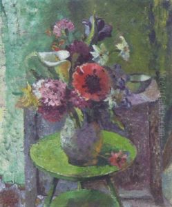 Flowers In A Vase On A Circular Table by Joan Jameson