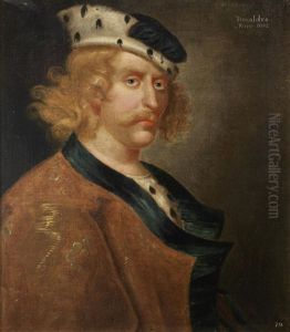 Portrait Of King Donald Iii Of Scotland, Half-length, Wearing A Gold Robe Trimmed With Blue And A Blue Cap Trimmed With Ermine