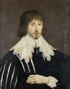 Portrait Of A Gentleman, Half-length, In A Black Tunic And A Lace Collar