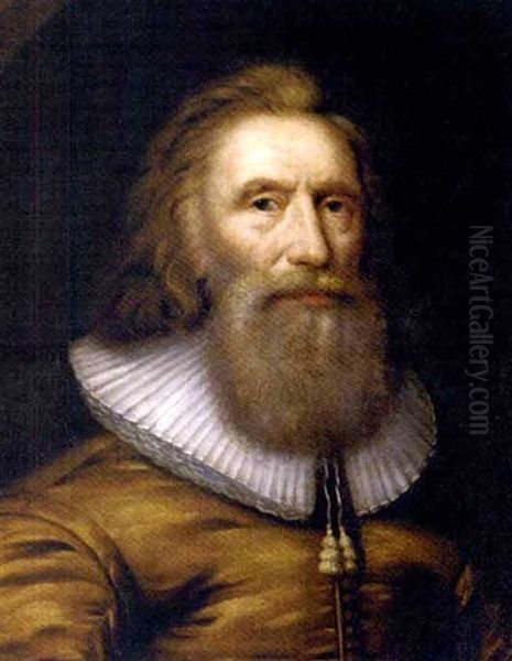 Portrait Of A Bearded Man In A Golden Silk Coat And Ruff Collar - view 1