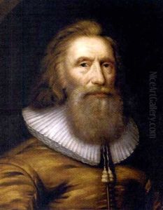 Portrait Of A Bearded Man In A Golden Silk Coat And Ruff Collar