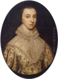 Portrait Of A Lady In An Embroidered Dress With A Lace Ruff And Collar