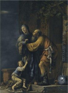 Abraham Pleading With Sarah On Behalf Of Hagar by Willem Bartsius