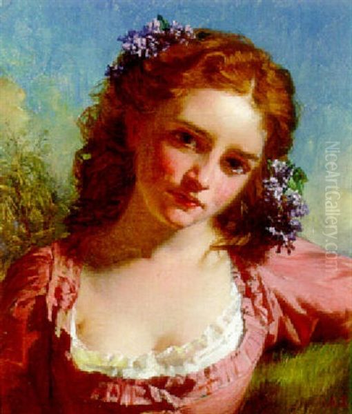 A Young Beauty With Lilac In Her Hair - view 1