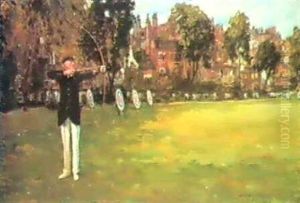 Portrait Of Walter Andrew Inderwick Shooting In The Grounds Of The Royal Toxophilite Society, Bayswater by Alexander Jamieson