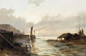 Abendliche Hafenpartie Mit Segelschiff