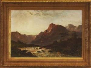 Highland Scene With Cottage In Distance by Francis E. Jamieson