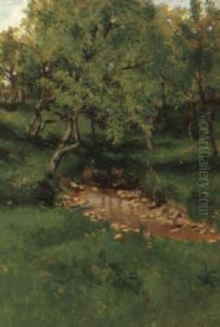 Baumlandschaft Mit Kleinem Tumpel by Hermine Von Janda