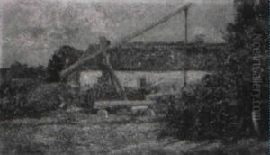 Ungarischer Bauernhof Mit Ziehbrunnen by Hermine Von Janda