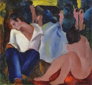 Painter With A Nude by David Jandi