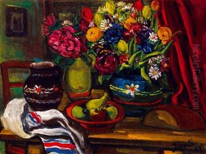 Still-life Of Flowers And Fruits Still-life Of Flowers And Fruits