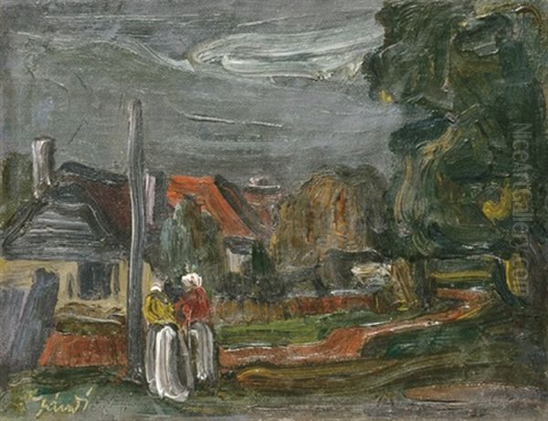 Two Figures In Landscape At Night - view 1