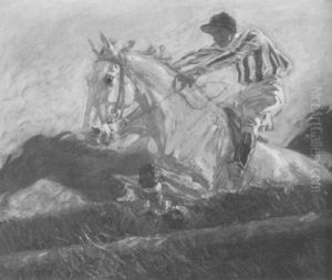 Jockey Auf Einem Schimmel Beim Pferderennen by Angelo Jank