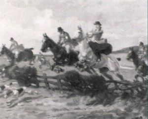 Parforcejagd In Weiter Landschaft by Angelo Jank