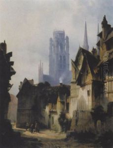 Belebte Gasse In Rouen Mit Blick Auf Die Kathedrale by Christian Jank
