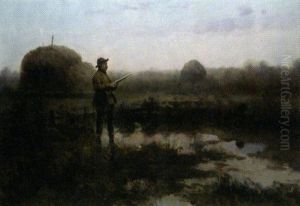 Chasseurs Pres D'un Etang by Czeslaw Boris Jankowski