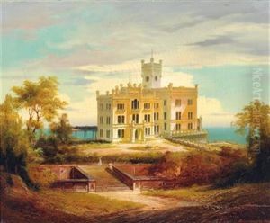 Miramare Castle Near Trieste by Johann Wilhelm Jankowski