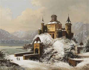 A Castle By The Lake by Johann Wilhelm Jankowski