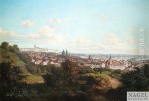 Blick Auf Die Prager Kleinseite Mit Der Karlsbrucke, St. Niklas Und Dem Hradschin. by Johann Wilhelm Jankowski
