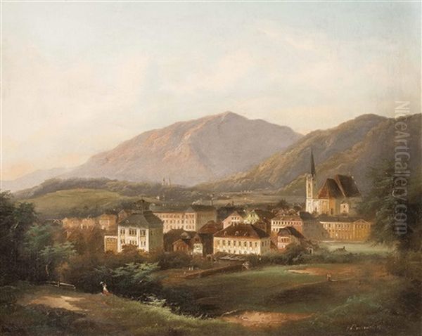 Bad Ischl-ansicht Mit Der Kalvarienkapelle - view 1