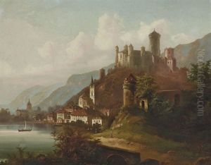 Stadtchen Mit Burg Am Seeufer Stadtchen Mit Burg Am Seeufer