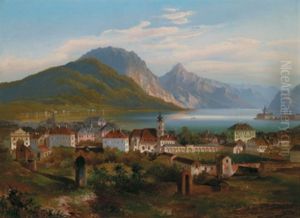 Blick Auf Gmunden by Johann Wilhelm Jankowski