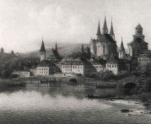 Suddeutsche Stadt Am See (erfurt?) by Johann Wilhelm Jankowski