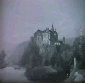 Ansicht Einer Burg An Einem Fluss by Johann Wilhelm Jankowski