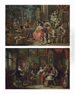 L'atelier Du Peintre; Et L'atelier Du Sculpteur (pair) by Frans Christoph Janneck