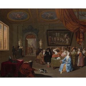 Scene De Bal Costume Dans Un Interieur by Frans Christoph Janneck