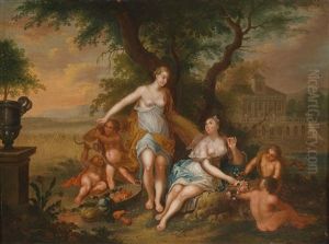 Zwei Jahreszeitenallegorien: Fruhling Und Sommer (+ Herbst Und Winter; Pair) by Frans Christoph Janneck