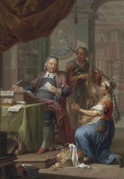 A Court Secretary At His Desk With Two Sutlers - view 1