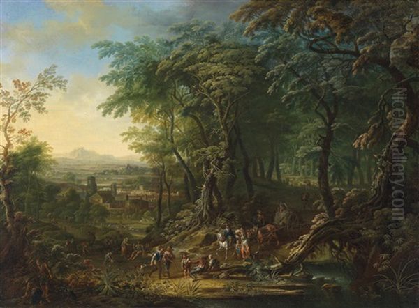 Bewaldete Landschaft Mit Reisenden - view 1