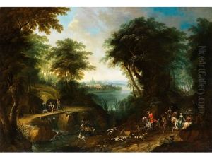 Landschaft Mit Hofischer Hirschjagd Landschaft Mit Hofischer Hirschjagd