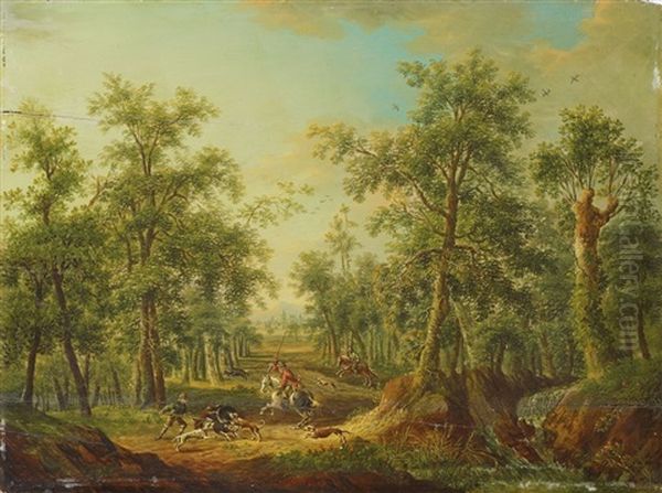 Waldlandschaft Mit Wildschweinjagd - view 1