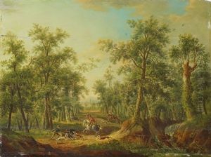 Waldlandschaft Mit Wildschweinjagd