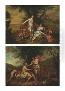An Allegory Of Autumn (+ An Allegory Of Summer; Pair) by Frans Christoph Janneck