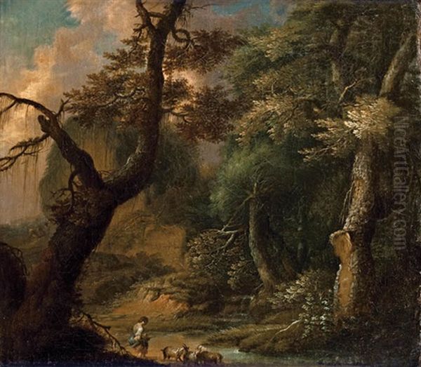 Waldlandschaft Mit Ziegenhirte - view 1
