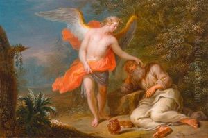 Der Engel Erscheint Dem Schlafenden Elias by Frans Christoph Janneck