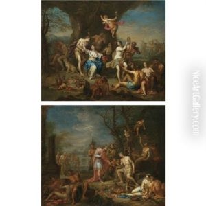 Bacchus And Ariadne (+ King Oeneus Swearing Allegiance To Bacchus; Pair) by Frans Christoph Janneck