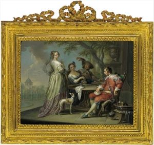 Elegante Gesellschaft Beim Kartenspiel by Frans Christoph Janneck