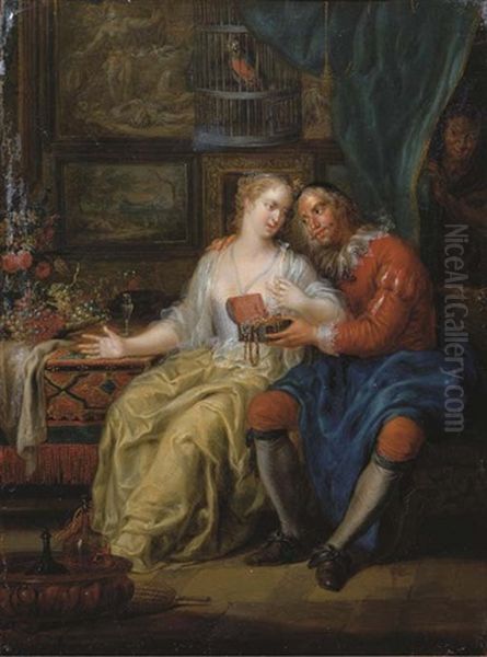An Amorous Couple In An Interior - view 1
