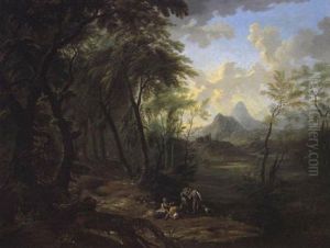 Gebirgige Waldlandschaft Mit Rastenden by Frans Christoph Janneck