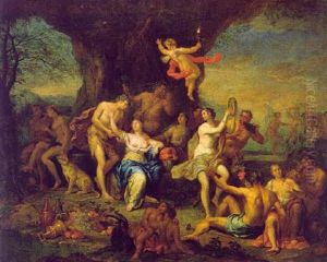 Bacchus Und Ariadne Mit Bacchanten In Einer Landschaft by Frans Christoph Janneck