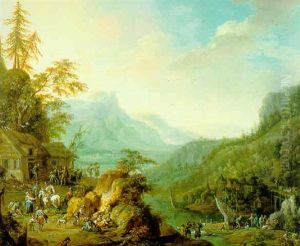Gebirgige Landschaft Mit Reisenden by Frans Christoph Janneck
