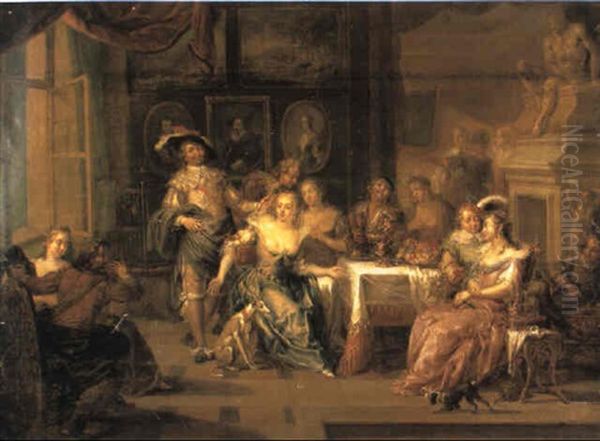 Elegant Company Merrymaking In An Interior - view 1