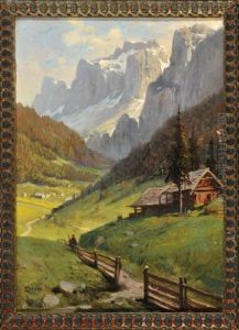 Blick Ins Villnostal Mit Geislergruppe In Den Dolomiten by Georg Janny