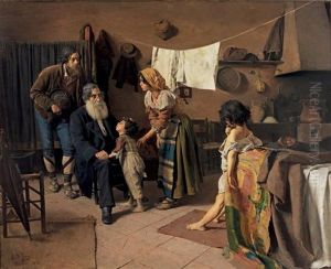 La Visite Du Medecin Chez Des Paysans Italiens by Edouard De Jans