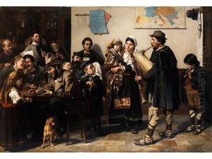Savojarden-musikanten In Einer Taverne Aufspielend by Edouard De Jans