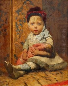 Portrait Of A Young Boy Seated Full by Frederick Johannes Frits Jansen